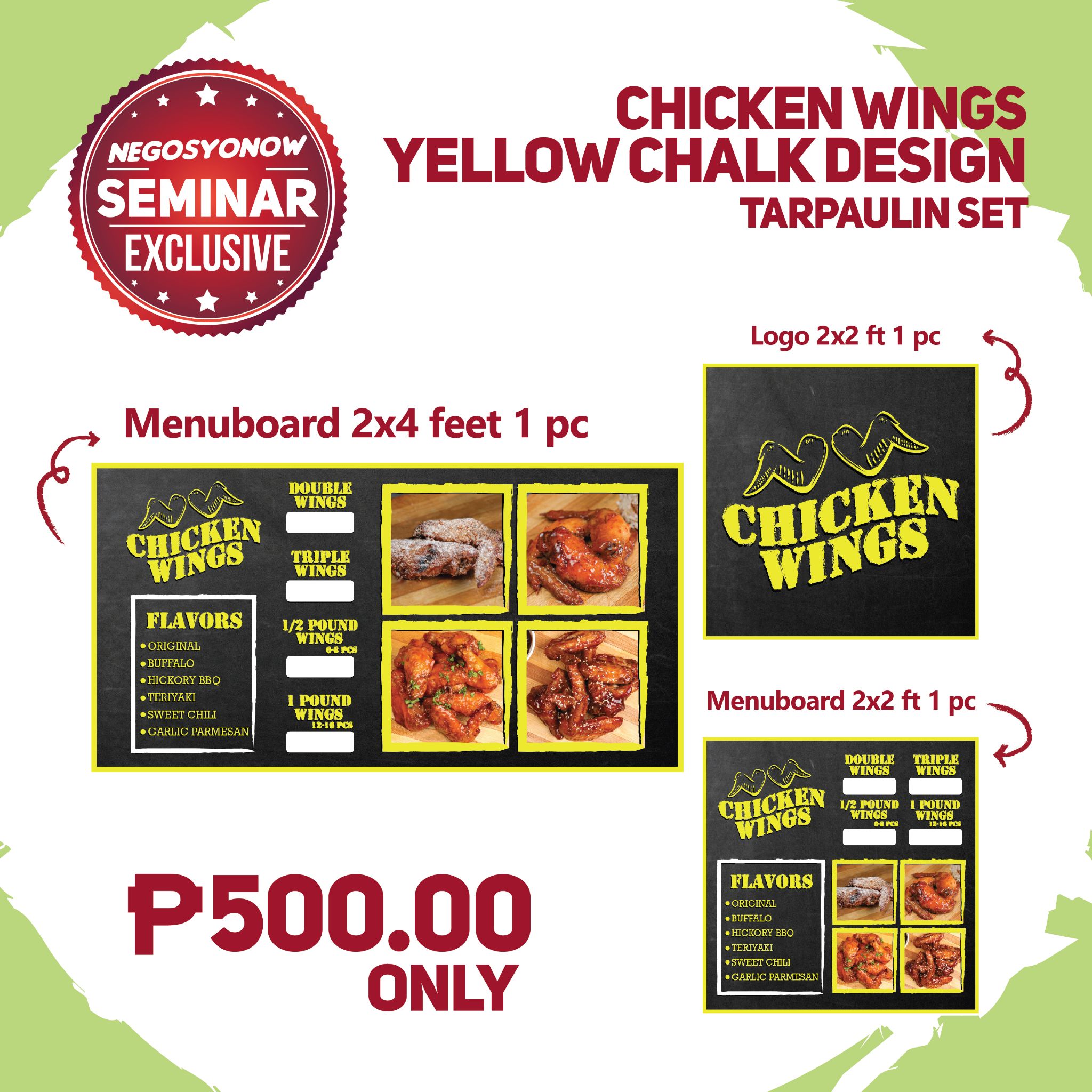 Chicken Wings Yellow Chalk Design Tarp Set
